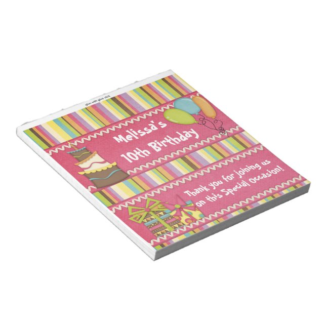 Candy Bar Wrapper Pink Birthday Party Favour Notepad (Angled)