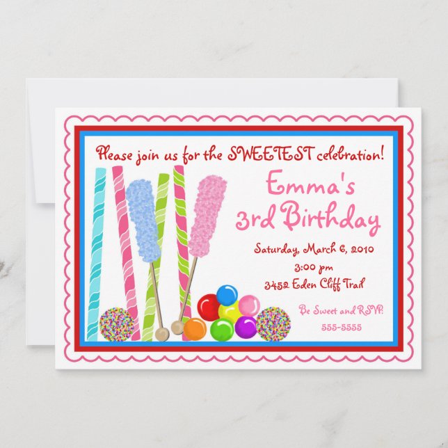 Candy Birthday Invitations (Front)