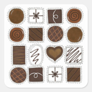 Candy Box Chocolates Chocoholic Valentine Candies Square Sticker