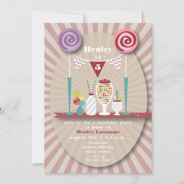 Candy Buffet Birthday Party Invitation (Front)