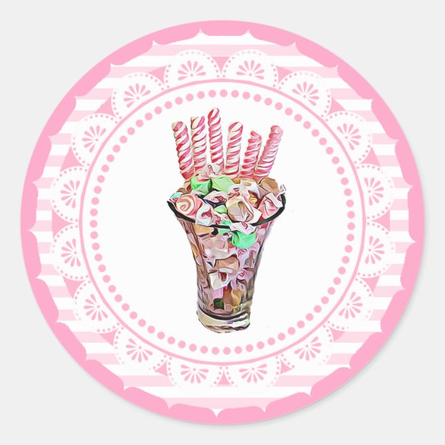 Candy Buffet Pink Whimsical Stickers (Front)