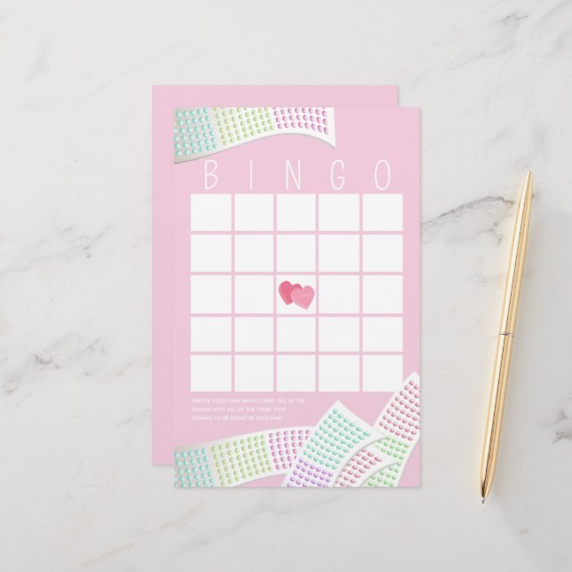 Candy Buttons Sweet Bingo Stationery (Front/Back In Situ)