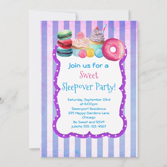 Candy Cake Et Pâtisserie Sweet Slepover Invitation (Devant)