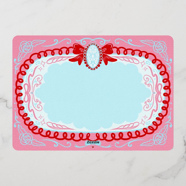 Candy Cameo Custom Foil Holiday Card (Back)