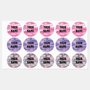 Candy Camo Circle Adhesive Waterproof Label