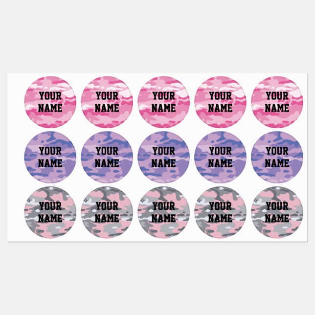 Candy Camo Circle Adhesive Waterproof Label (Sheet)