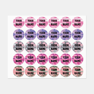 Candy Camo Circle Clothing Labels