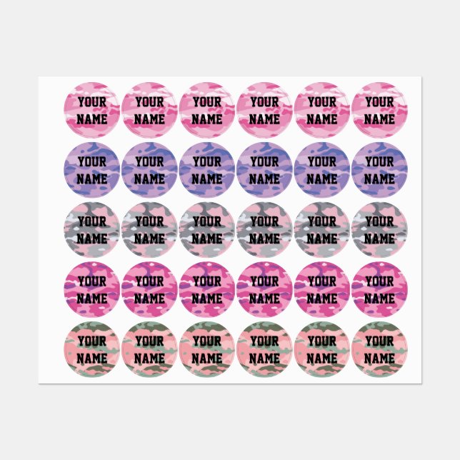 Candy Camo Circle Clothing Labels (Sheet)