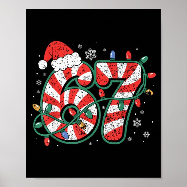 Candy Cane 67 Funny Christmas 67 Six Seven Candy C Poster (Front)