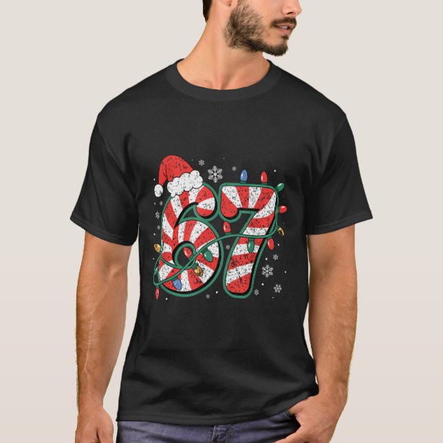 Candy Cane 67 Funny Christmas 67 Six Seven Candy C T-Shirt (Front)