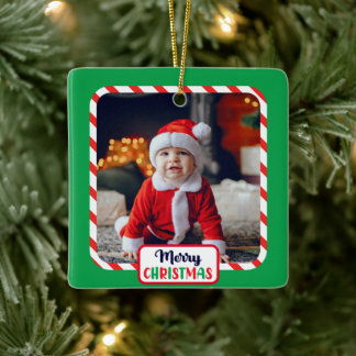 Candy cane (add your photos)  ceramic ornament
