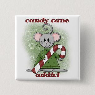 Candy Cane Addict Tshirts and Gifts 2 Inch Square Button
