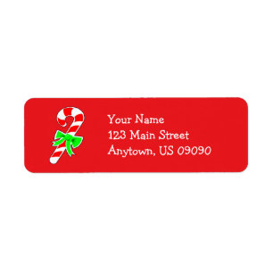 Candy Cane Address Labels (Red)
