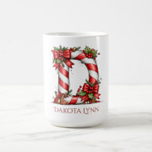 Candy Cane Alphabet Letter D 15 oz Christmas