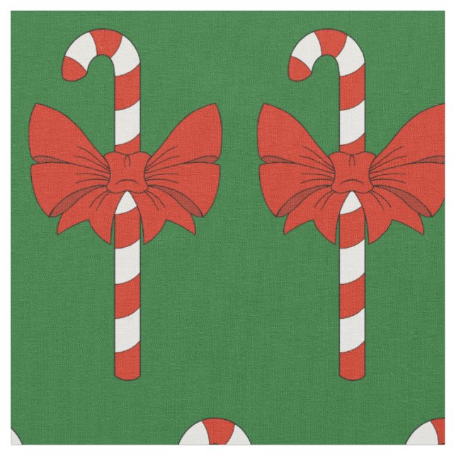 Candy Cane and Bow Fabric (Close Up)