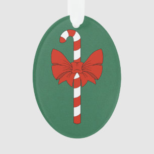 Candy Cane and Bow Ornament