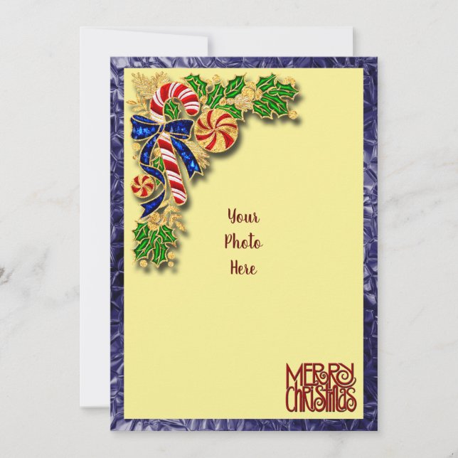 Candy Cane and Holly Christmas Card (Front)