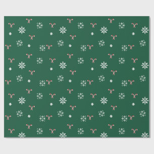 Candy Cane and Snowflakes Wrapping Paper