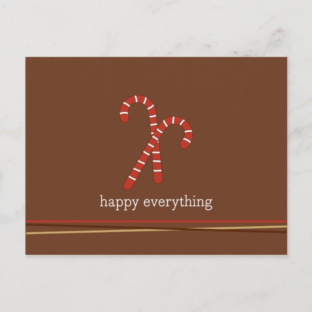 Candy cane and strings Holiday/Christmas Holiday Postcard (Front)