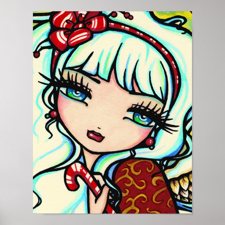 Candy Cane Angel Art by Hannah Lynn Poster | Zazzle