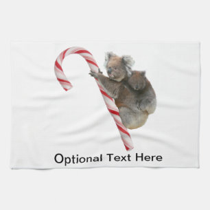 Candy Cane Australian Koala Bears Kitchen Towel