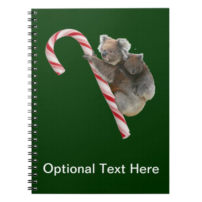 Candy Cane Australian Koala Bears Notebook (Front)