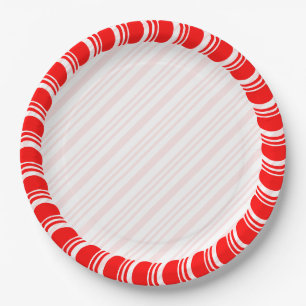 Candy Cane Border Christmas Blank Custom  Paper Plate