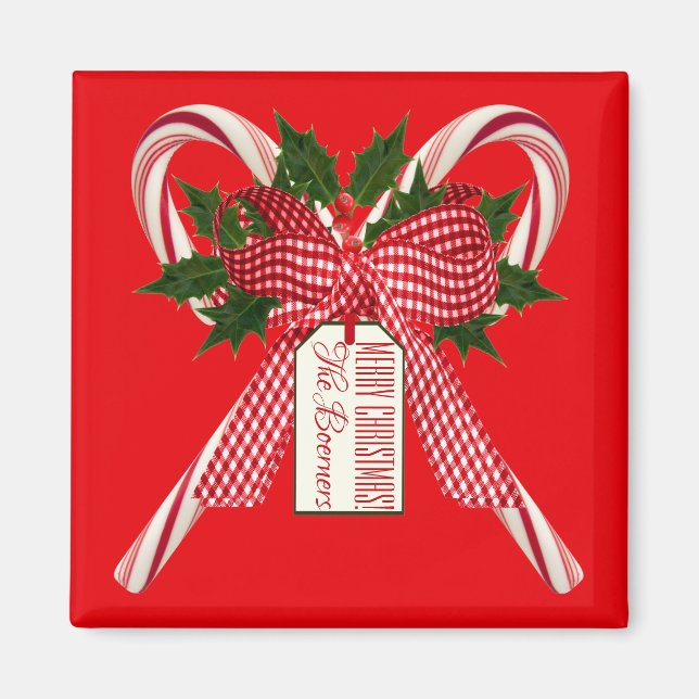 Candy Cane Bouquet Christmas Wishes Magnet (Front)