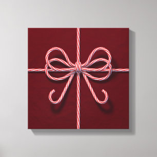 Candy Cane Bow Canvas Print
