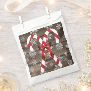 Candy Cane Bow Snowflakes Favour Bag