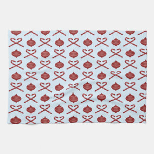 Candy Cane Bows and Ornaments Kitchen Towel