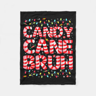 Candy Cane Bruh Tree Light Pjs Christmas Xmas Men Fleece Blanket