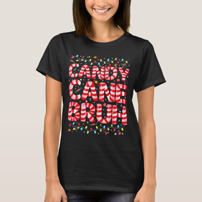 Candy Cane Bruh Tree Light Pjs Christmas Xmas Men  T-Shirt (Front)
