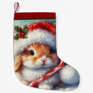Candy Cane Bunny Rabbit Christmas  Small Christmas Stocking