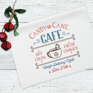 Candy Cane Cafe Holiday Christmas Kitchen Towel