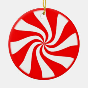 Candy Cane Ceramic Ornament