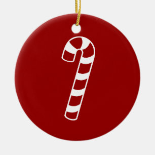 Candy Cane Ceramic Ornament