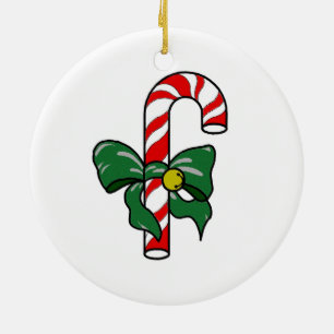 Candy Cane Ceramic Ornament