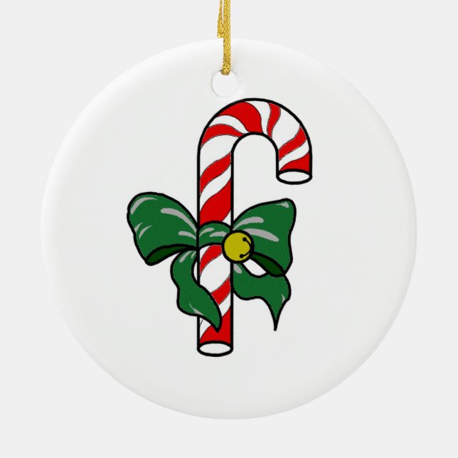 Candy Cane Ceramic Ornament (Back)
