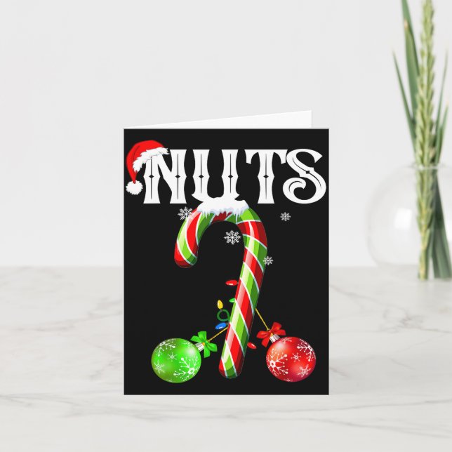 Candy Cane Chest Nuts Couples Funny Chestnuts Xmas Card (Front)