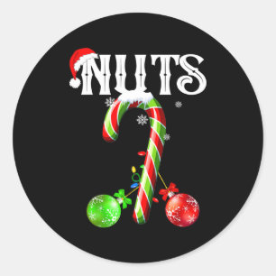 Candy Cane Chest Nuts Couples Funny Chestnuts Xmas Classic Round Sticker
