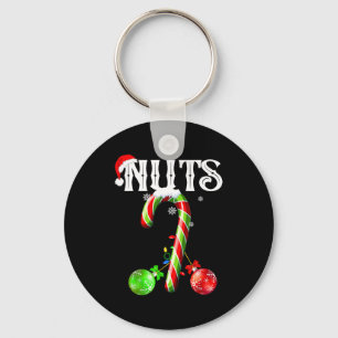 Candy Cane Chest Nuts Couples Funny Chestnuts Xmas Keychain
