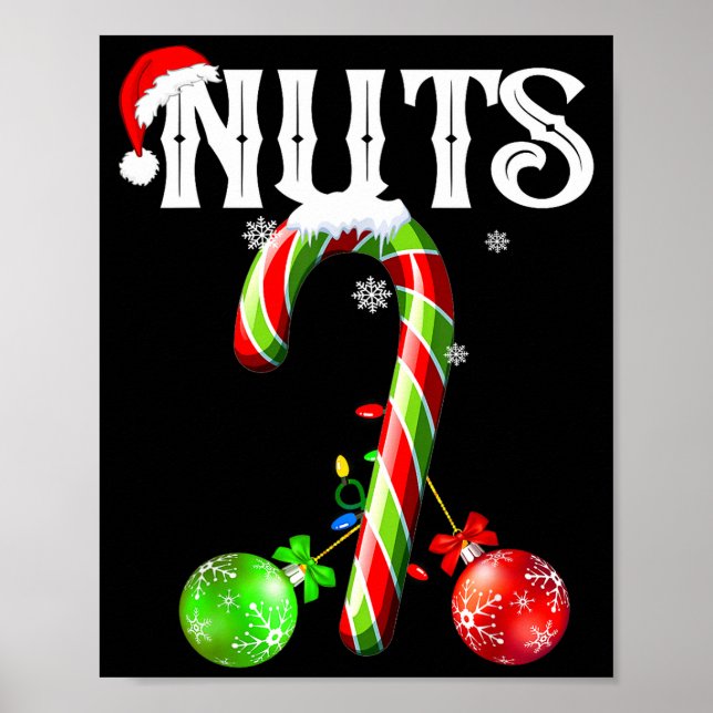 Candy Cane Chest Nuts Couples Funny Chestnuts Xmas Poster (Front)