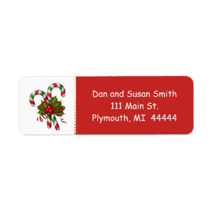 Candy Cane Christmas Address Label