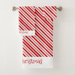 Candy Cane Christmas Bath Towel Set