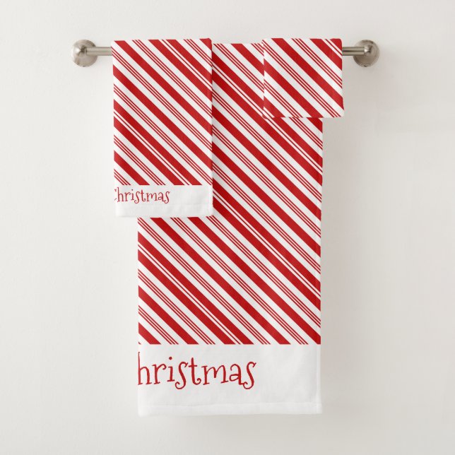 Candy Cane Christmas Bath Towel Set (Insitu)