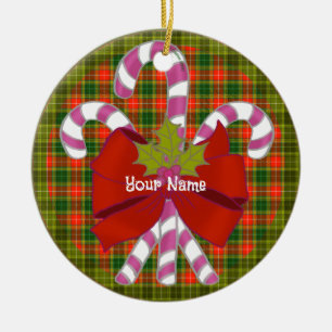 Candy Cane Christmas Ceramic Ornament