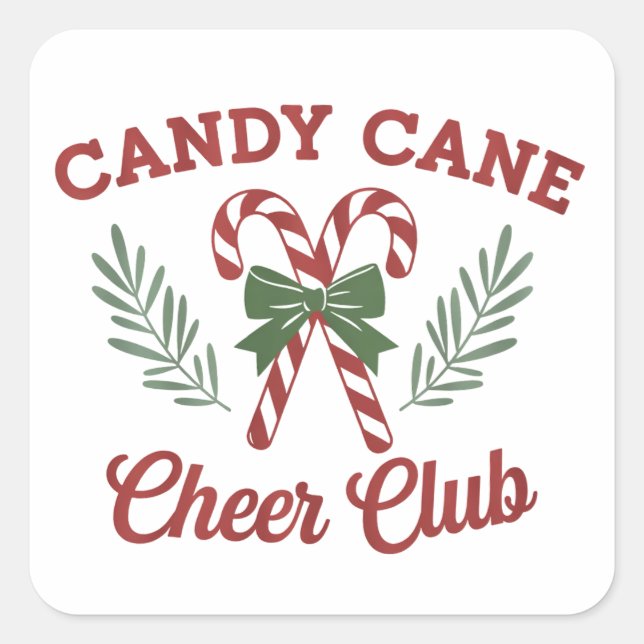 Candy Cane Christmas Cheer Club Coquette Matching  Square Sticker (Front)