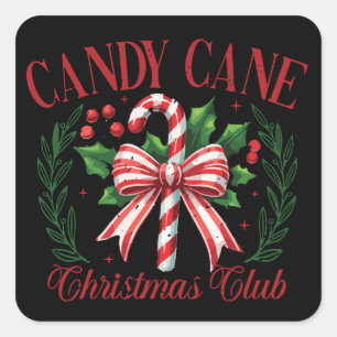 Candy Cane Christmas Club Squad Matching Winter  Square Sticker