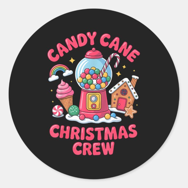 Candy Cane Christmas Crew Gumball Gingerbread Pepp Classic Round Sticker (Front)